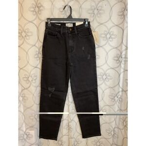 Universal thread women's stretch straight black jeans size 0 short